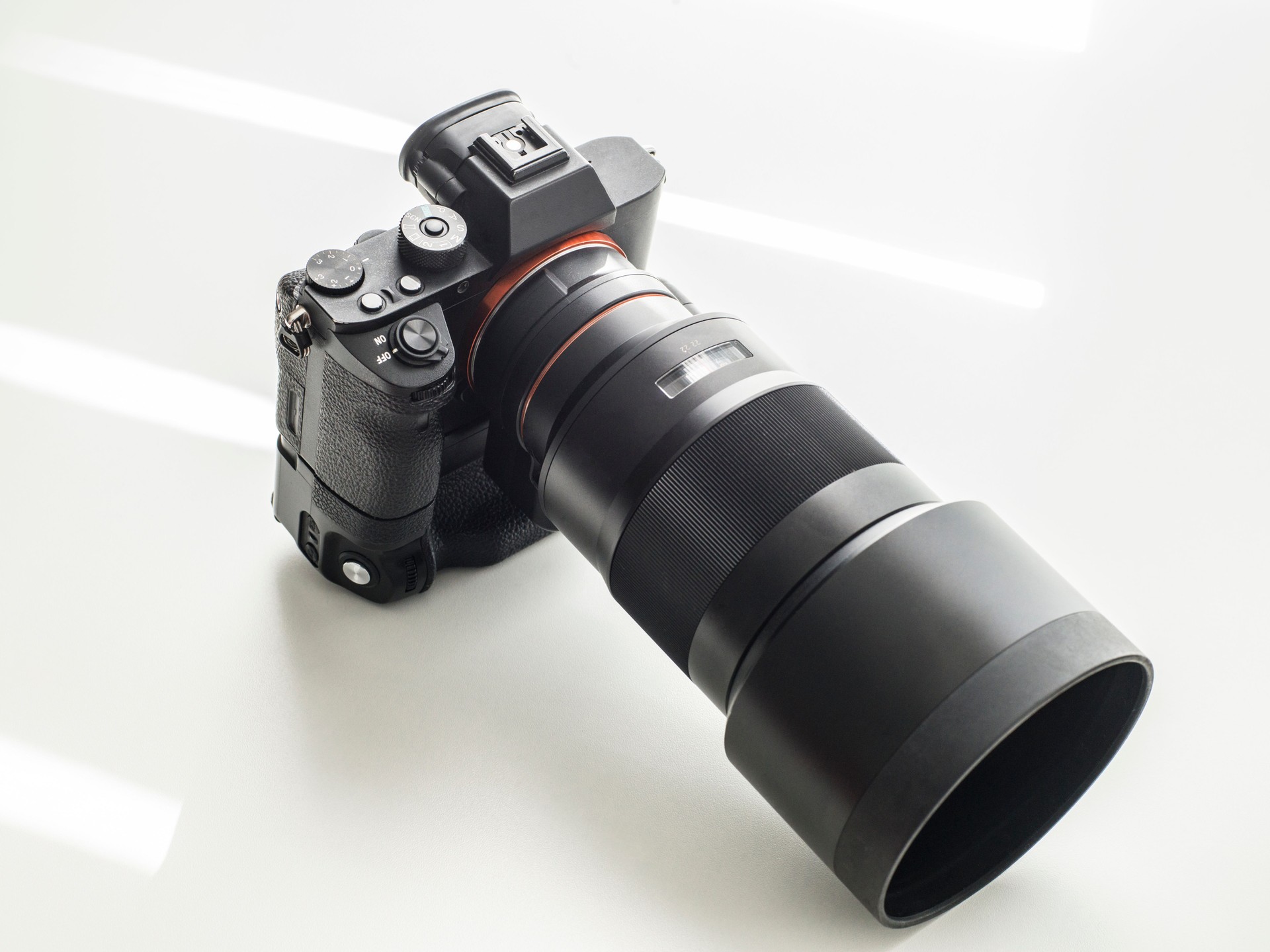 Digital SLR camera with telephoto lens
